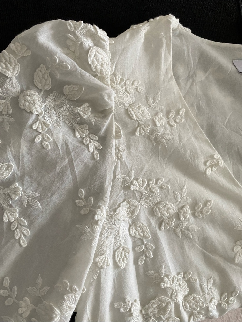 & Other Stories Paris Atelier White Embroidered Tie Front Mini Floral Appliqué 4 - Picture 7 of 16